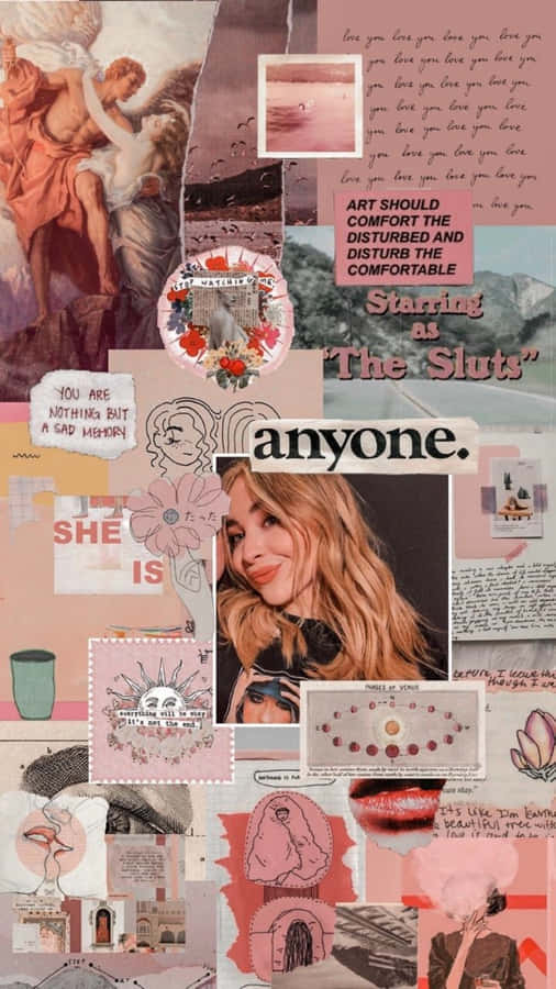 Estetisk Rosa Collage Wallpaper