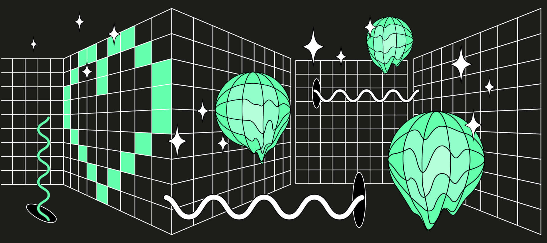 Esthétique Cyber Vert Y2k Fond d'écran