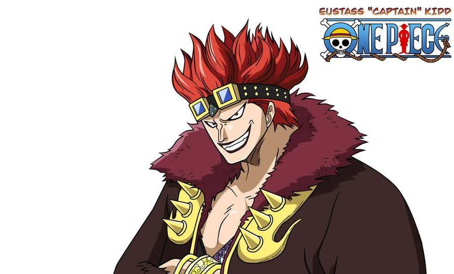 Anime pirate captain with red hair and fur coat smiling confidently. — Eustass kid Wallpaper