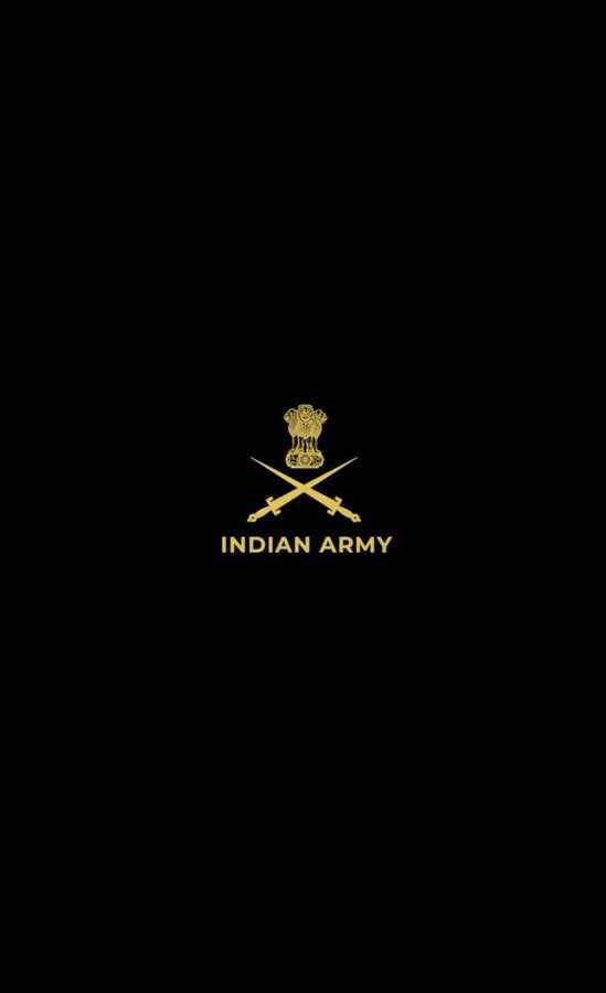 Logotipo do Exército Indiano em ouro sobre fundo preto com espadas cruzadas e Ashoka Chakra. — Exército indiano Papéis de Parede