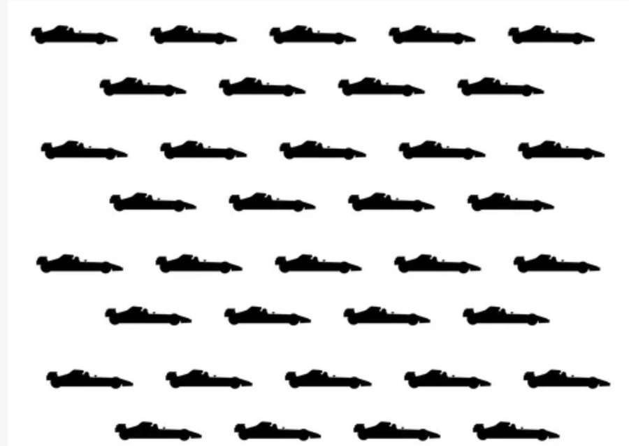 Raster schwarzer Rennwagen-Silhouetten auf weißem Hintergrund — F1 4K Bilder
