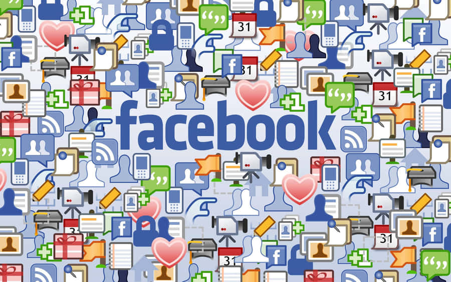 Facebook logo surrounded by social media icons and symbols. — Facebook Background