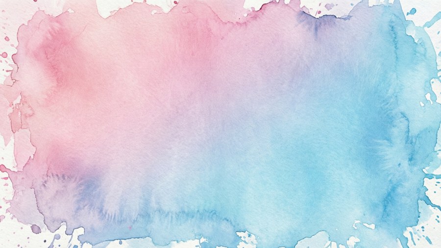 A soft watercolor gradient from pale pink to light blue with splash edges for an artistic look. — Fade Wallpaper