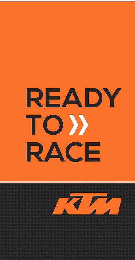 Orange-schwarzes KTM-Racing-Wallpaper mit Text ready to race — Fahrräder Wallpaper
