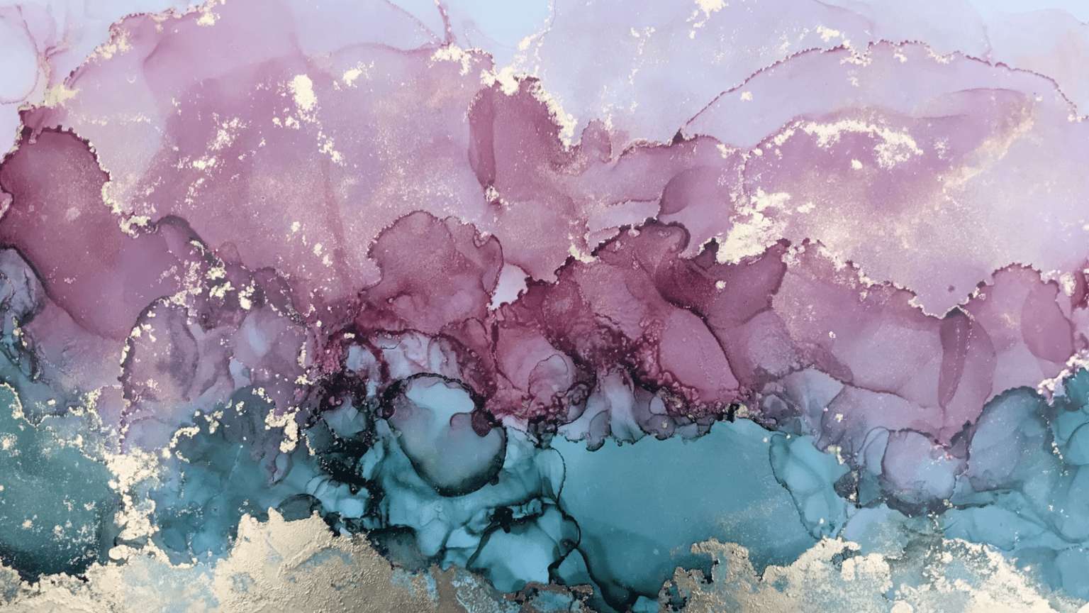 Abstract fluid art with magenta teal and gold shimmering textures. — Fancy Background