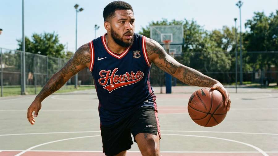 Farruko showing his love for basketball on an outdoor court, energetic and sporty. — Farruko Picture