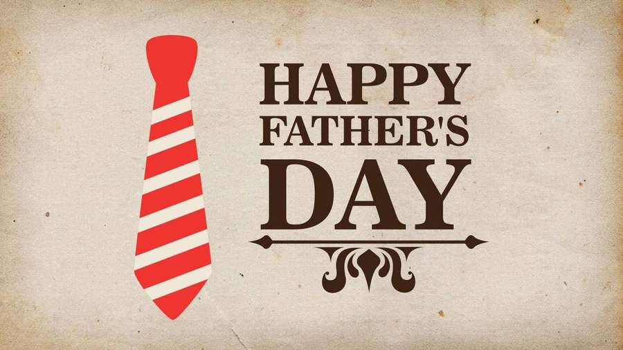 Happy Father's Day text with a red and white striped tie icon on aged paper. — Fathers Day Wallpaper