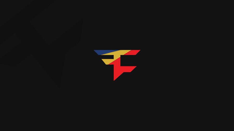 A stylized red yellow and blue logo on a black background. — Faze Clan Wallpaper