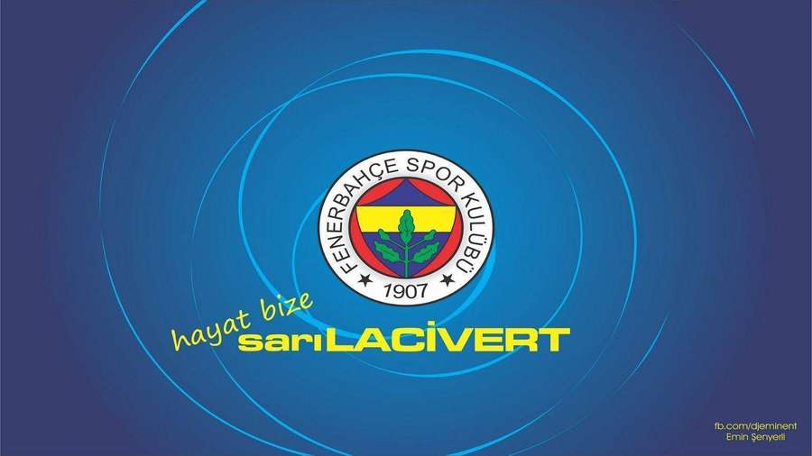 Fenerbahçe Spor Kulübü logo with 'hayat bize sarıLACİVERT' text on blue background. — Fenerbahce Background