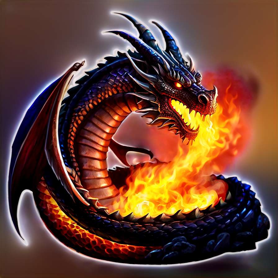 A fierce dragon breathing fire with glowing eyes and spiked scales. — Fire Dragon PNG
