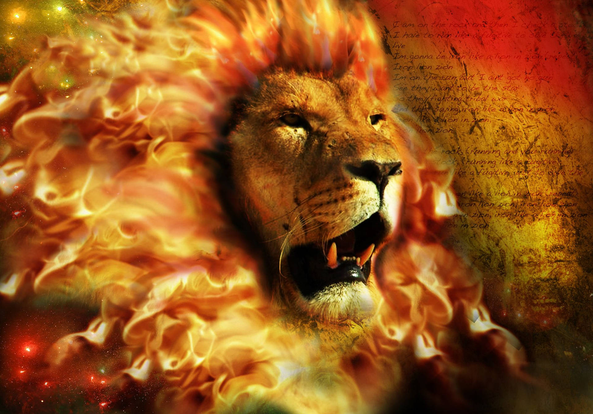 Fire Lion Background Wallpaper