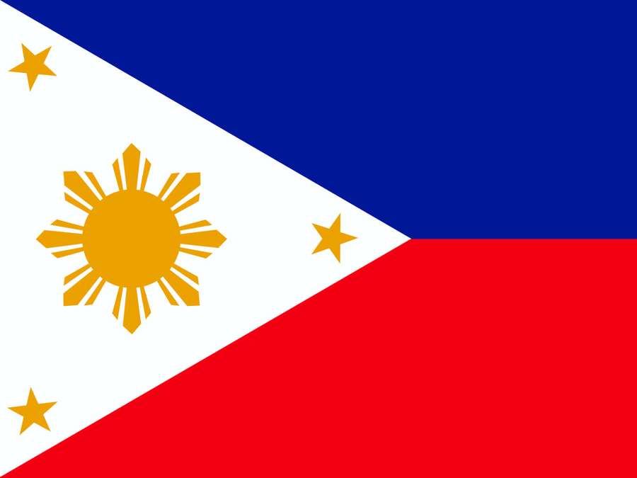 Philippine national flag with blue red fields and golden sun and stars — Flag Background