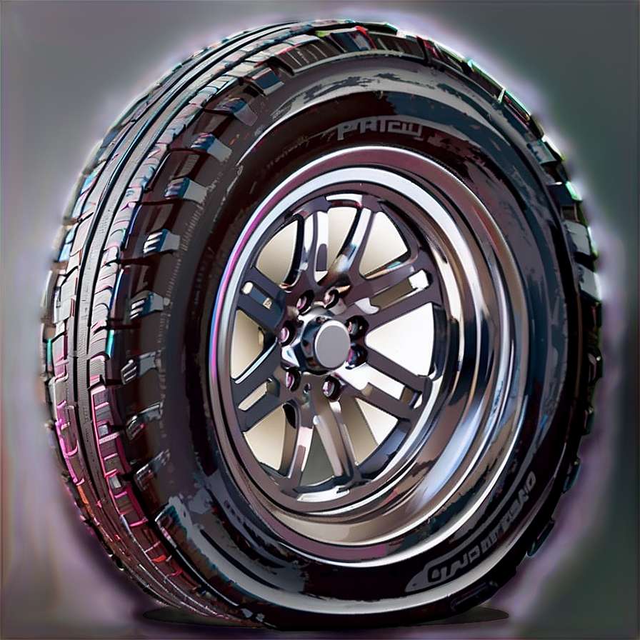 Close-up of a black tire with chrome rim and detailed tread pattern. — Flat Tire Wallpaper