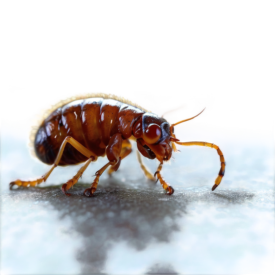 A close-up of a brown beetle with orange legs on a blue textured surface. — Flea Background