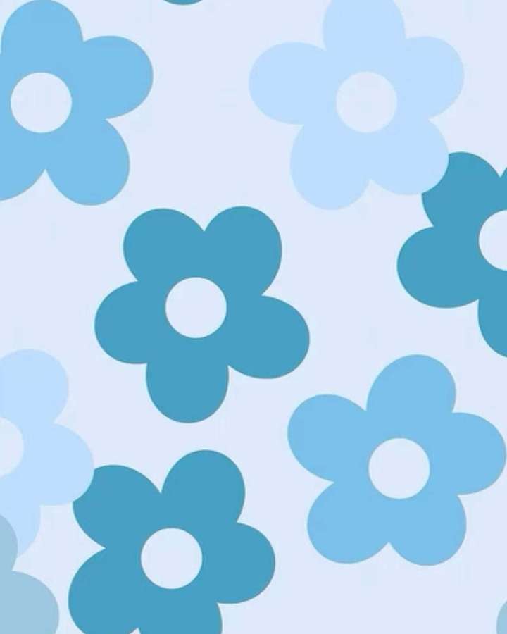 Patrón de flores azules sobre fondo azul claro — Flor Preppy Fondos de pantalla