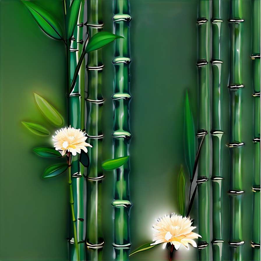 Tall bamboo stalks with white flowers in a serene green setting. — Flower Border Wallpaper