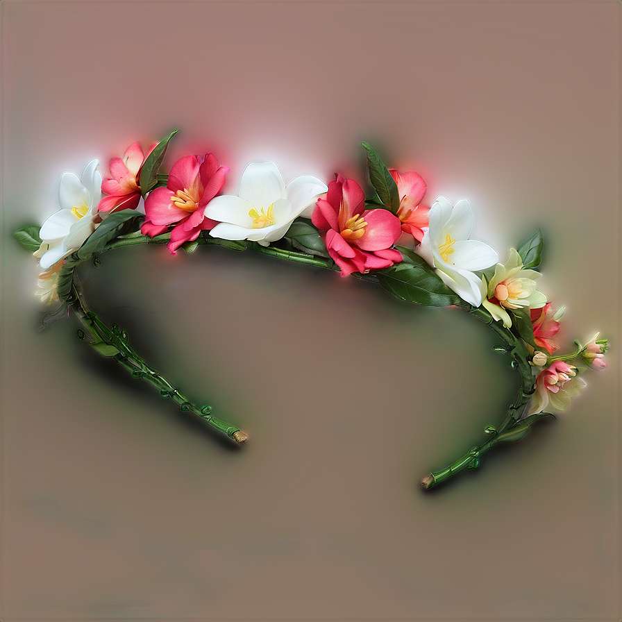 A floral headband with pink and white flowers and green leaves glowing softly. — Flower Crown Wallpaper