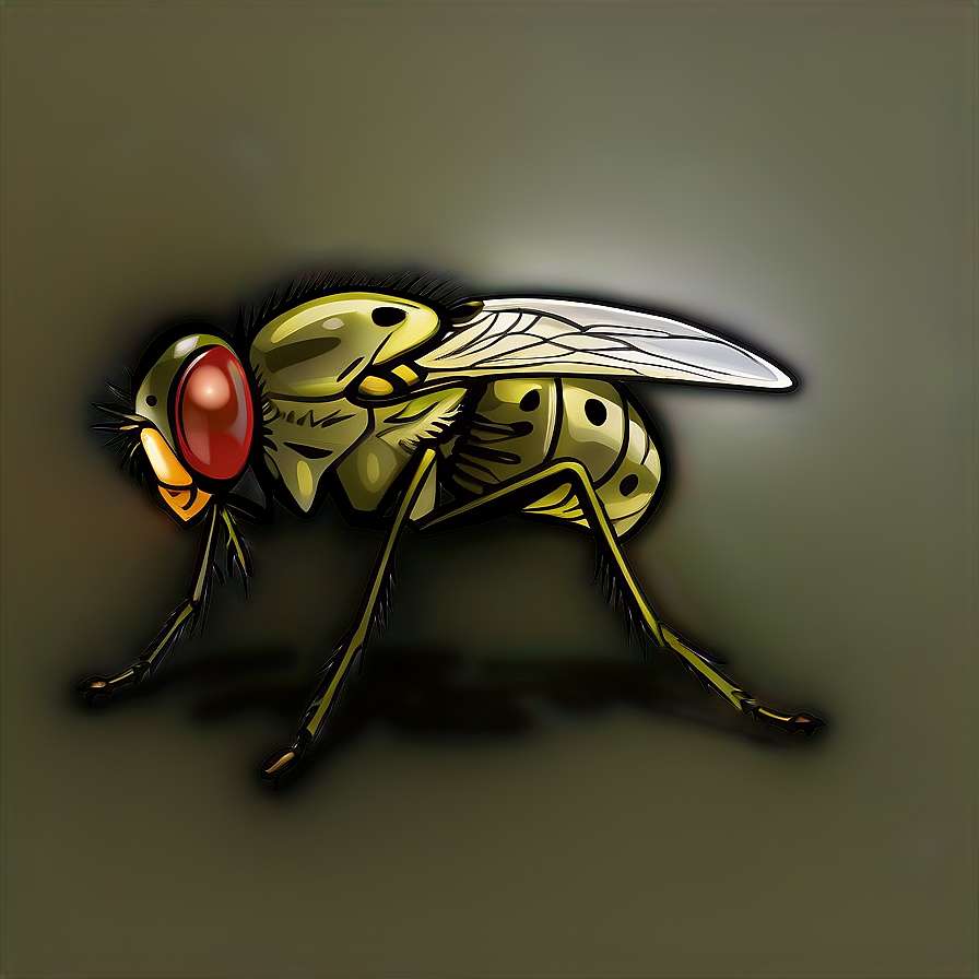 A glowing green fly with red eyes and detailed wings on a dark background. — Fly PNG