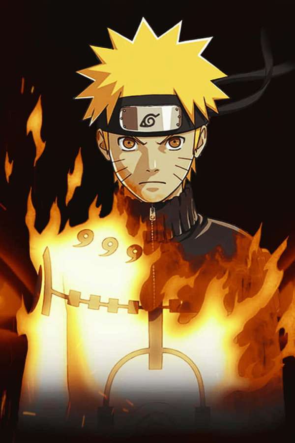 Naruto Uzumaki no Modo Chakra das Nove Caudas cercado por chamas. — Fogo de Naruto Papéis de Parede