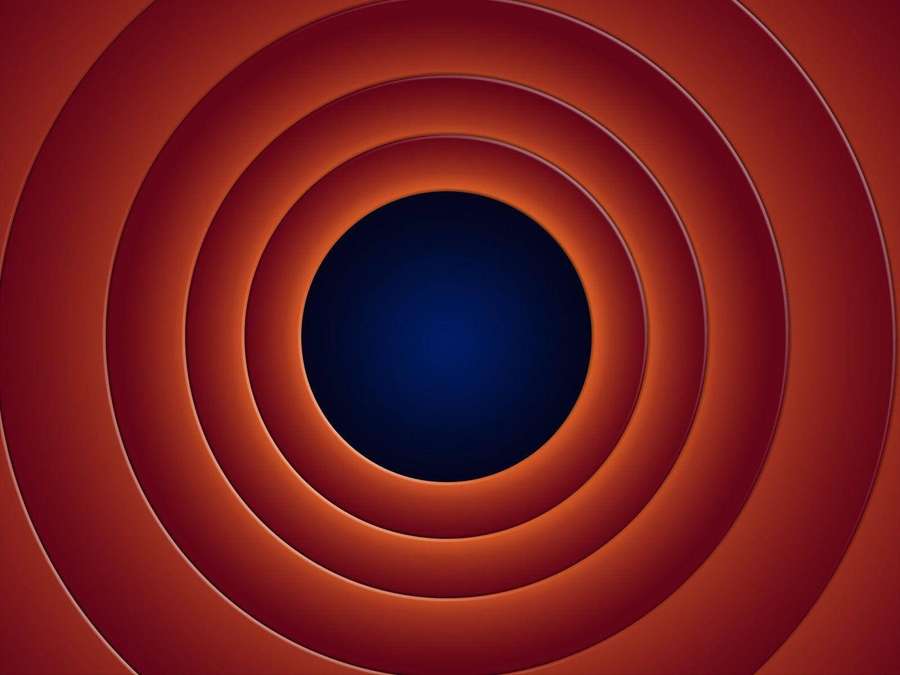 Concentric red rings fading into a dark blue center creating a tunnel illusion. — Folks Background