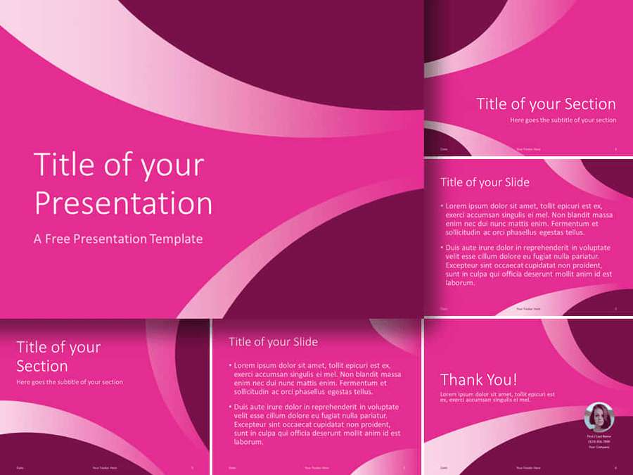 Plantilla de presentación con patrón de ondas rosa y magenta con texto de marcador de posición. — Fondos de Google Slides Fondos