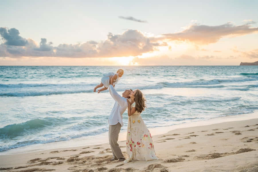 Foto Di Famiglia Sulla Spiaggia