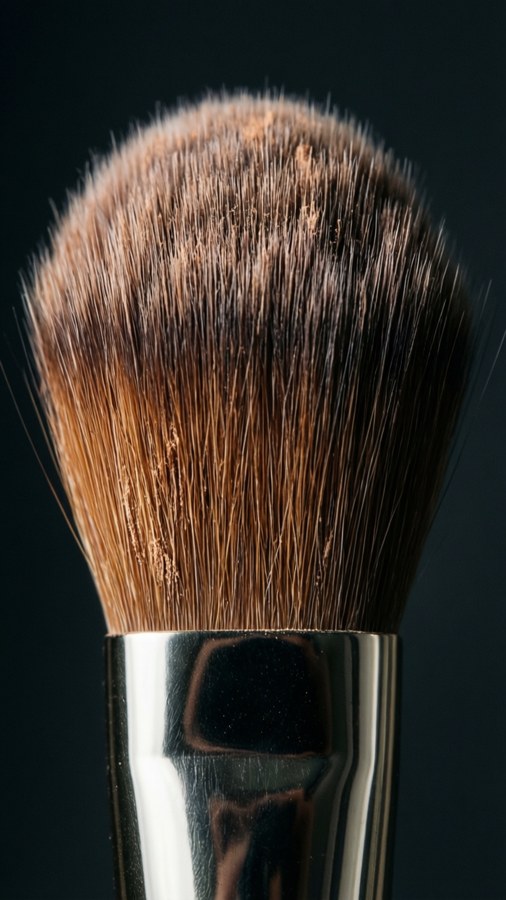 Detailed close-up of foundation on brush with dark backdrop. — Foundation Wallpaper