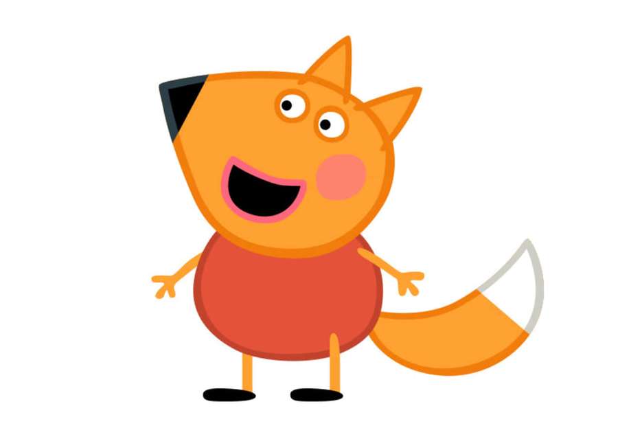 A smiling cartoon fox wearing a red shirt with a white background. — Freddy Fox Wallpaper