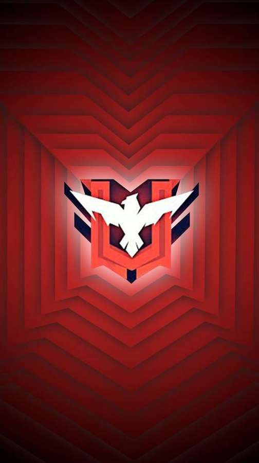 A glowing white bird emblem in a red geometric tunnel design. — Free Fire Heroic Wallpaper