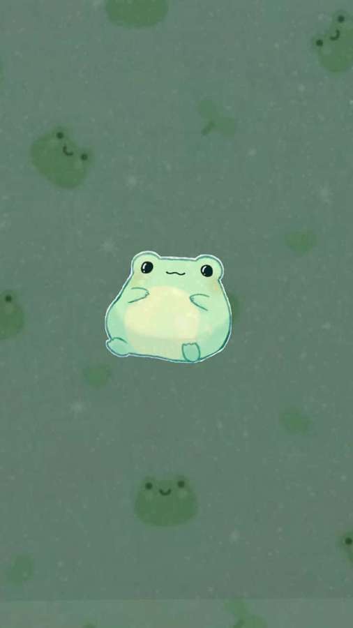 Ein leuchtender grüner Frosch mit einem glücklichen Gesicht schwebt in einem türkisfarbenen Hintergrund mit Glitzern. — Frosch Bilder