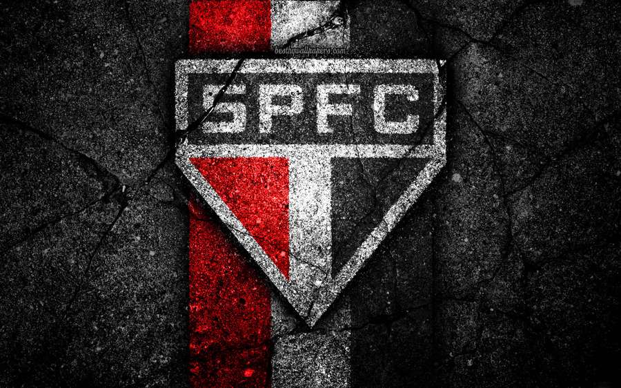 Logotipo do clube de futebol SPFC pintado em parede de concreto rachada. — Futebol HD Papéis de Parede