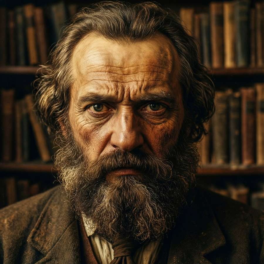 Intimate close-up of Dostoevsky's intense expression — Fyodor Dostoevsky Wallpaper
