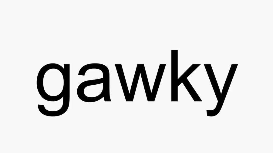 Bold black text reading gawky on a light gray background. — Gawky Wallpaper