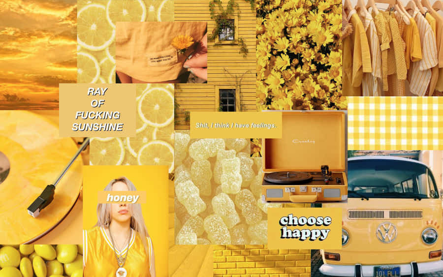 Gelber Ästhetischer Collage Hintergrund