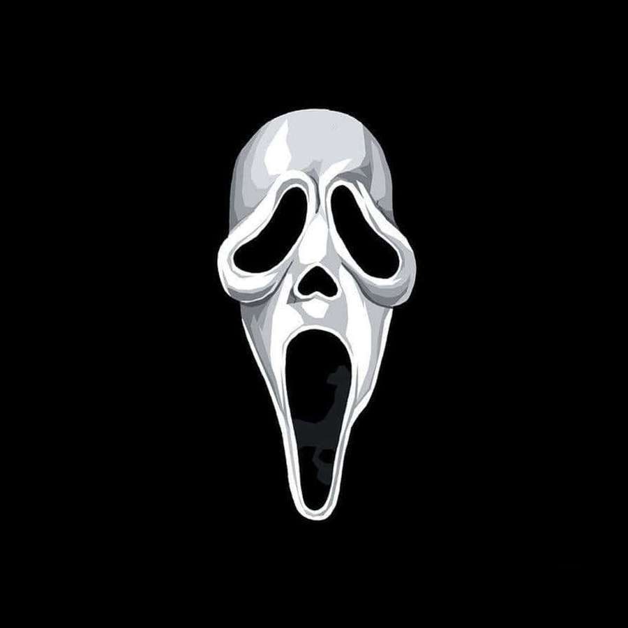 Icono de máscara de grito blanca sobre fondo negro — Ghostface Estético Fondos de pantalla