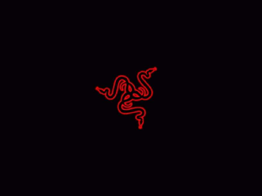 Red neon Razer logo on black background — GIF Background