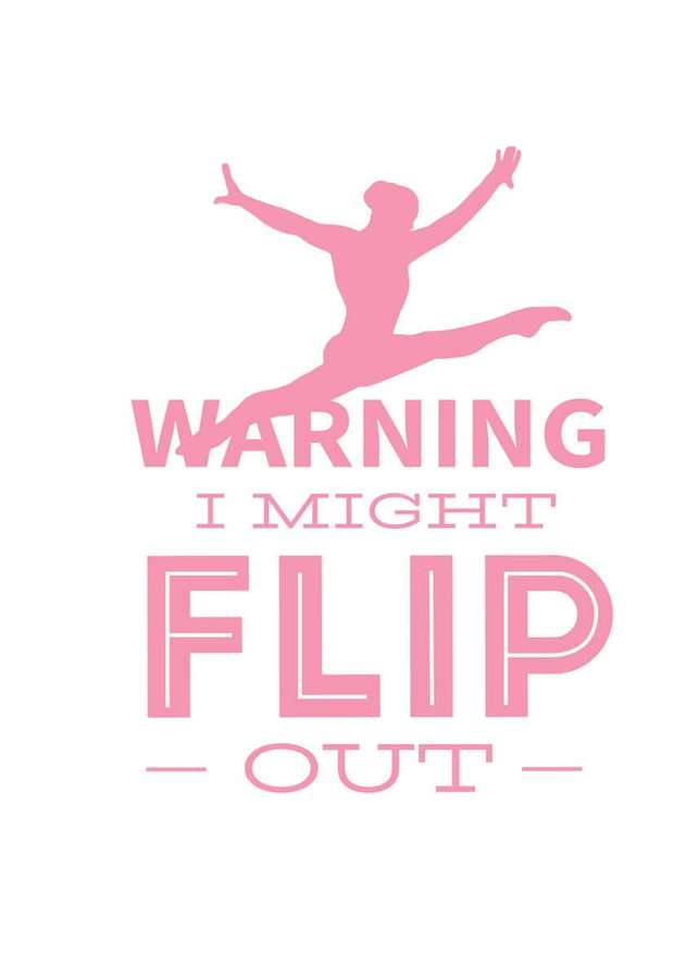 Gráfico rosa de uma pessoa flipando com texto warning i might flip out. — Ginástica Papéis de Parede
