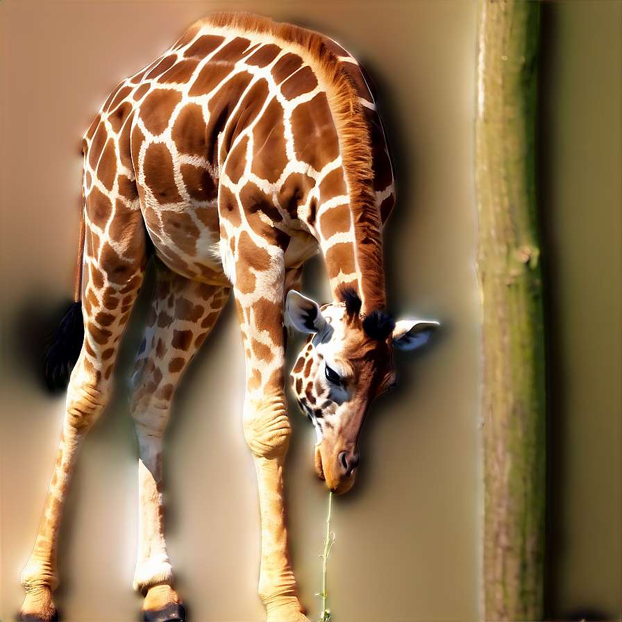 Giraffe eating a leaf from a tree in natural habitat — Giraffe PNG