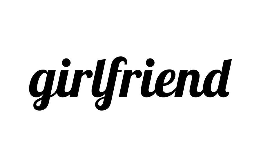 Bold black script text reading girlfriend on white background — Girlfriend Wallpaper
