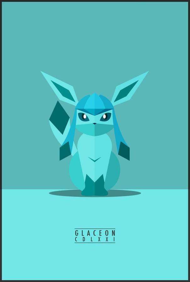 A geometric teal Glaceon Pokémon illustration with sharp facets and a minimalist design. — Glaceon Wallpaper