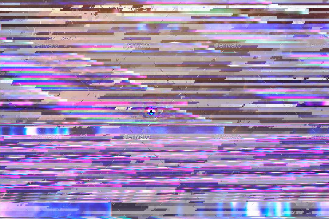 Abstract digital glitch art with colorful horizontal distortion lines. — Glitch Effect PNG