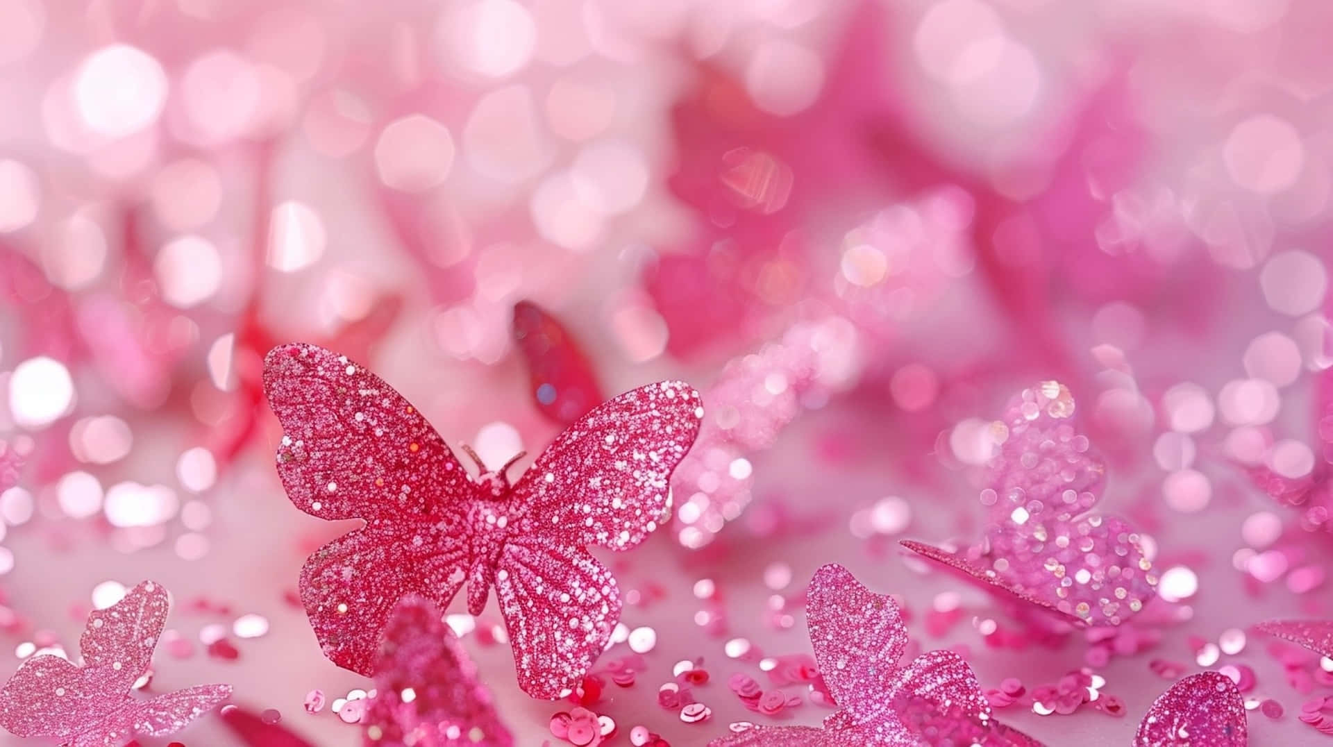 Glitter Pink Butterfly Wallpaper