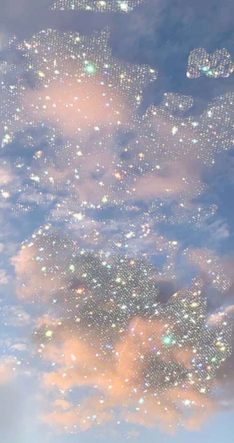 Cielo pastello con nuvole e stelle scintillanti — Glitter Sfondi