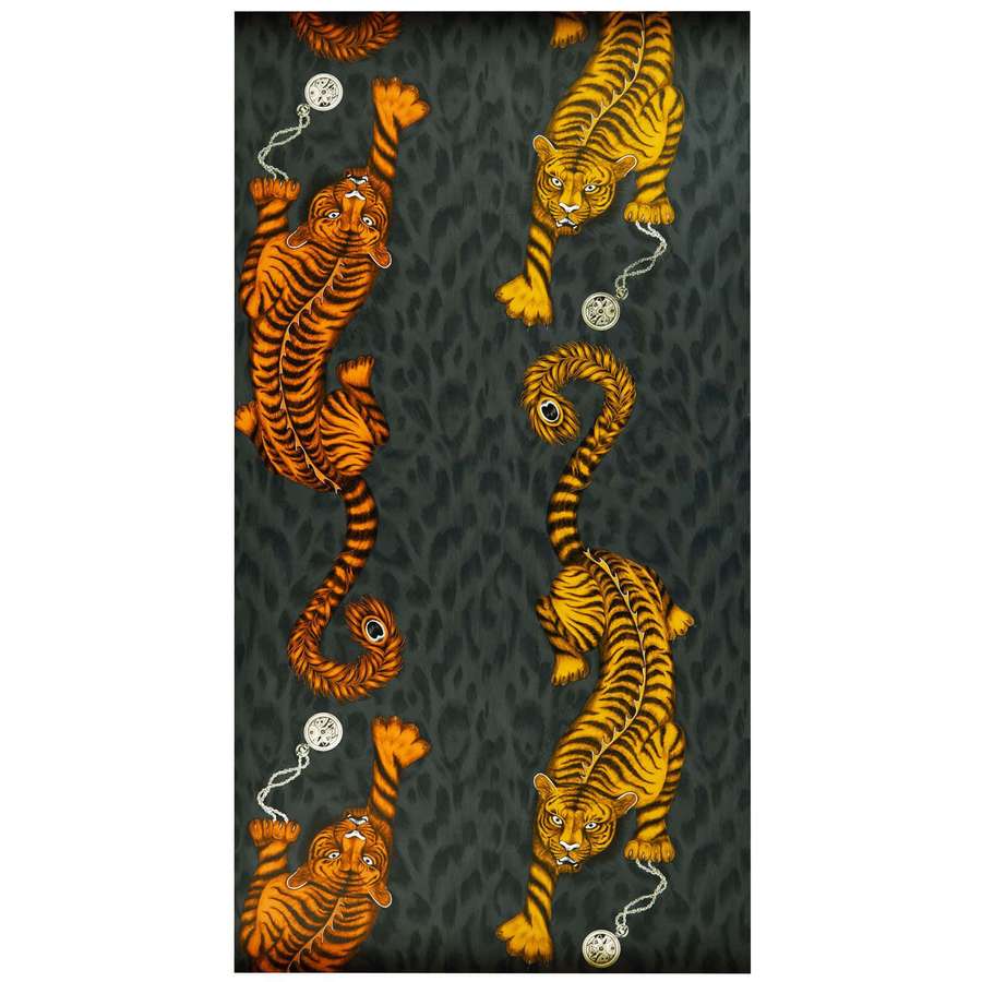 Tiger, die Taschenuhren vor einem dunkel gefleckten Hintergrund halten. — Glitzernder Leopard Wallpaper