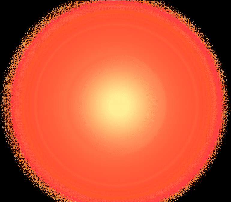 A glowing orange and yellow circular light with radiating rings against black. — Glow Effect PNG