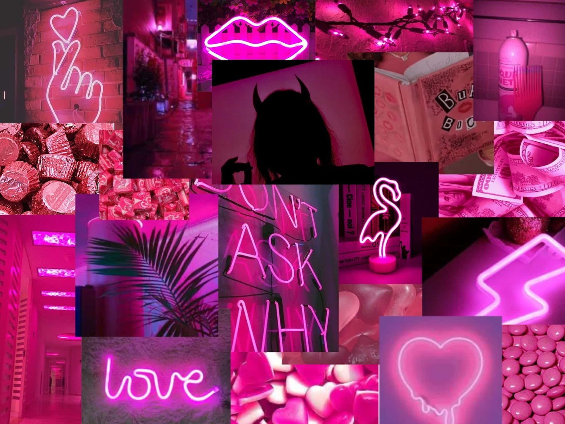 Glow Neon Pink Aesthetic Wallpaper