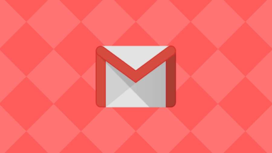 Gmail logo icon on a coral pink diamond pattern background. — Gmail Background