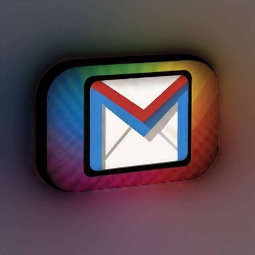 Gmail logo illuminated as a wall lamp with rainbow glow — Gmail Logo PNG