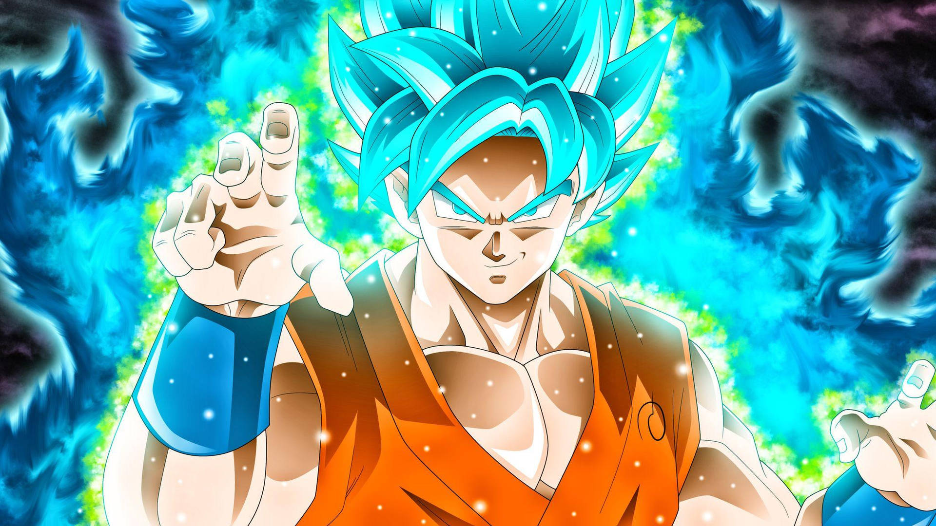 Lexica - Perfect wallpaper of son Goku, full body super Saiyan god blue,  UHD, use hair blue