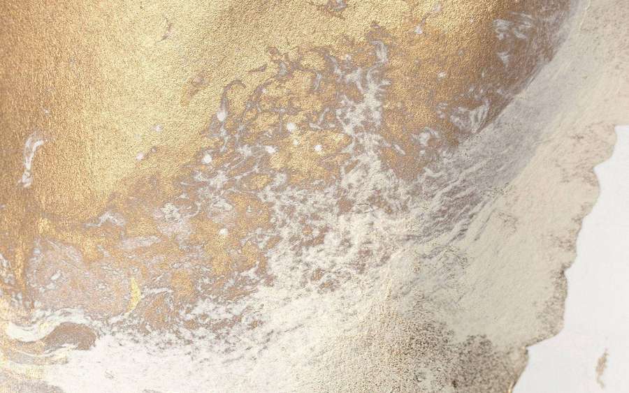 Abstract gold and white paint texture with flowing brushstrokes and organic edges. — Gold Marble Wallpaper